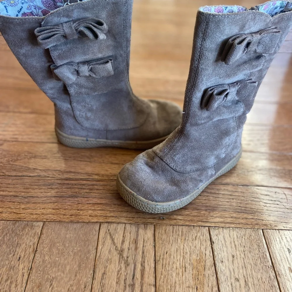 Livie & Luca Kids' Suede Boots with Bows - Brown